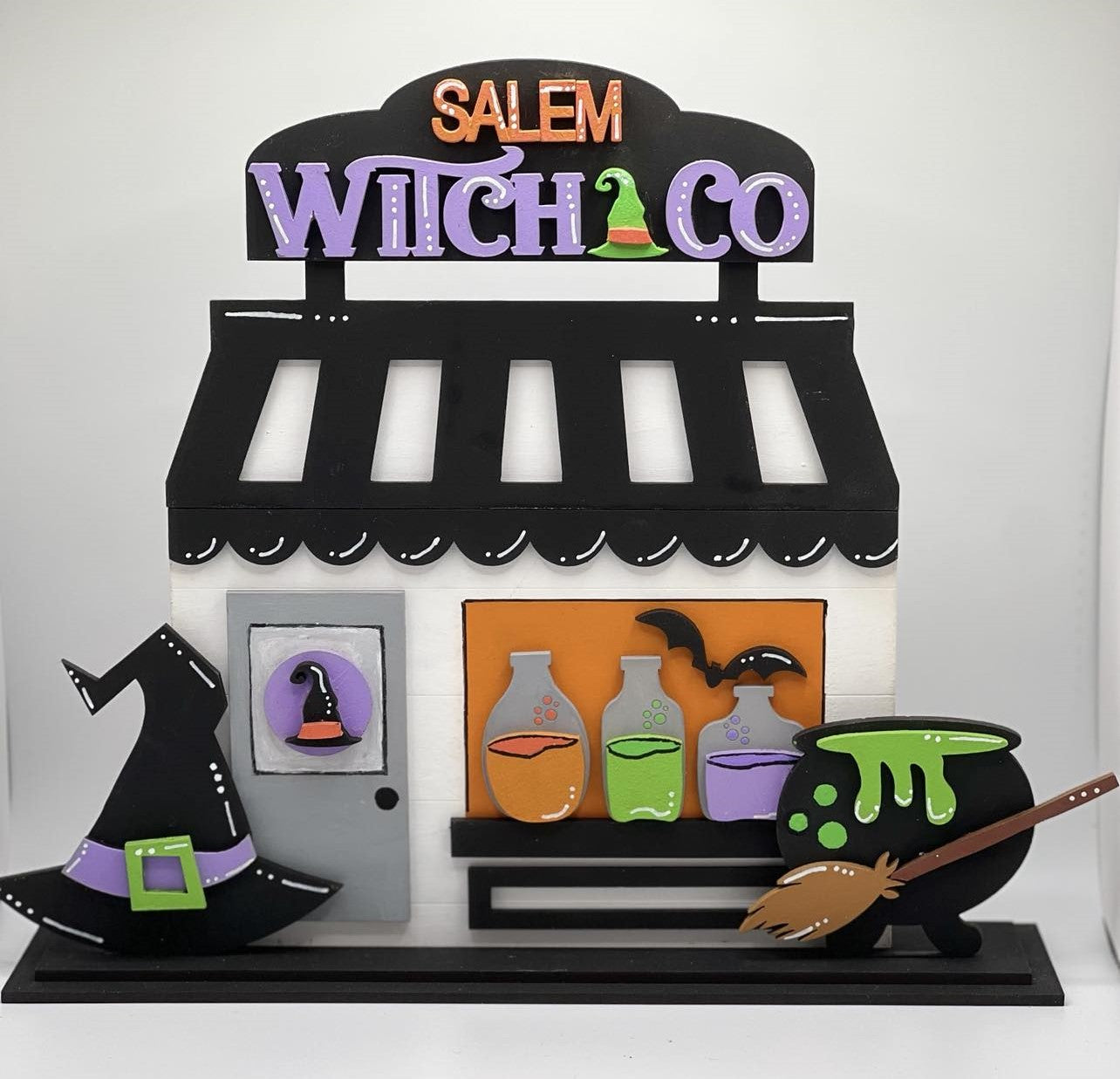 Halloween Hand-Painted Salem Storefront Shelf Sitter
