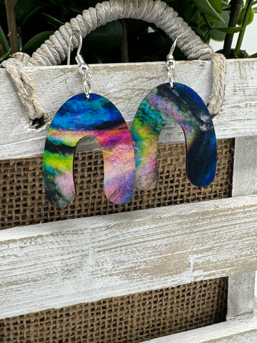Abalone Pattern Arch Earrings