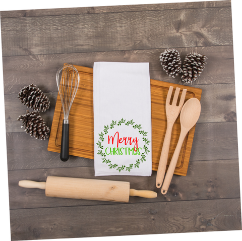 Personalized flour sack towels to give your kitchen a little holidays cheer!